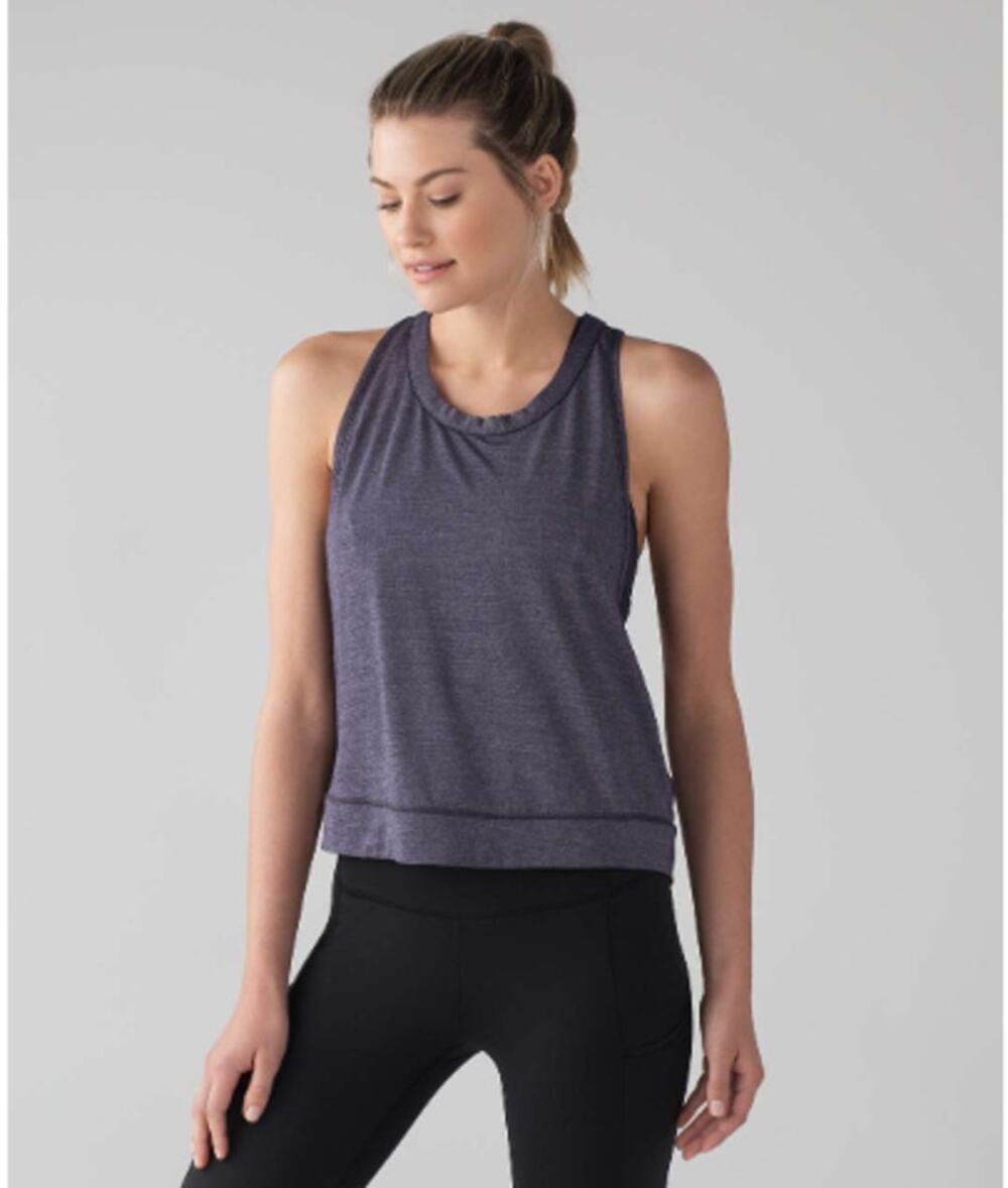 Lululemon Pace Perfect Muscle Tank Run Athletic Heathered Midnight Navy M/L
